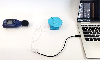 Experimental setup for measuring loudness of paper speaker