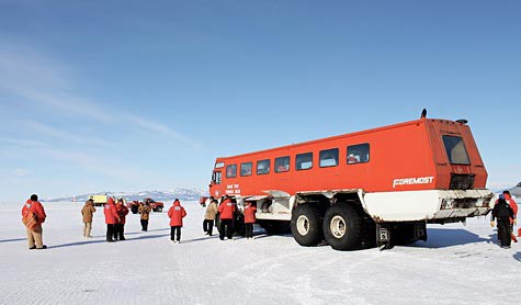 A picture of the Terra Bus and researchers