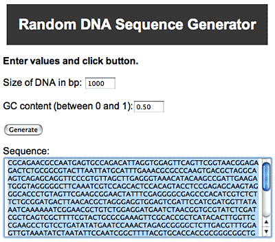 A random DNA sequence of letters consisting of C, G, A, and T