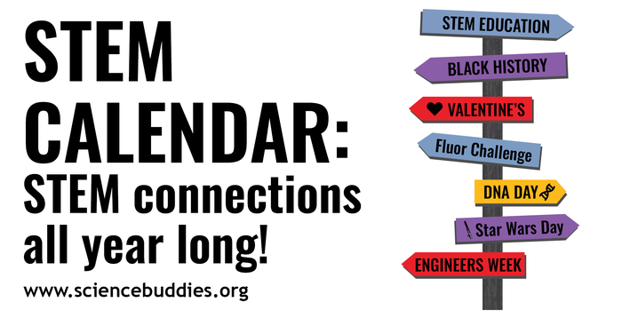 Roadmap of STEM activities to go with calendar events, holidays, and themes all year long