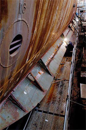 Photo of a bilge keel that runs along the length of a ship