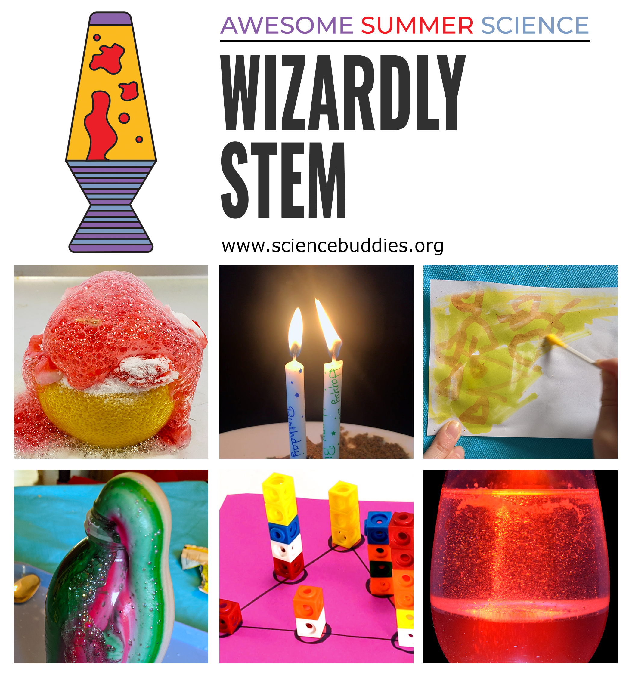 Bubbling lava lamp, jumping candle flame, lemon volcano, and more for Wizardly STEM - Week 3 of Awesome Summer Science Experiments with Science Buddies