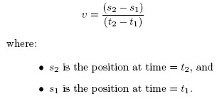 Equation for velocity of an object photographed at two different times-