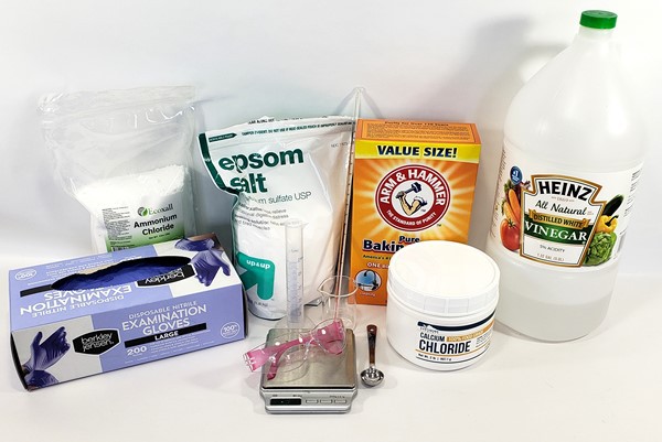 Materials required for the cold pack chemistry experiment.