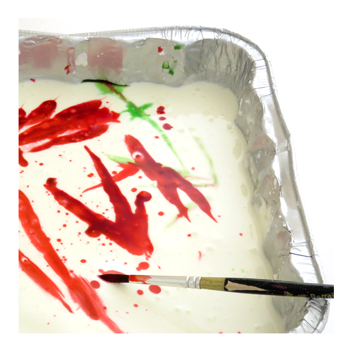 Example of a fresco project in an aluminum foil tray - Awesome Summer Science Experiments