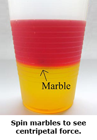 Spring break science / hands-on projects guide for families -- centripetal force with marbles project