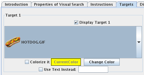 Cropped screenshot of a target in the program Visual Search