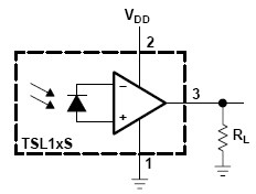 Circuit diagram for a light-to-voltage converter