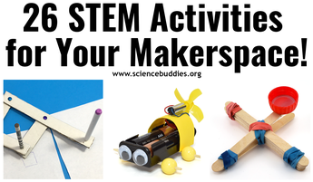 Makerspace STEM activitives, including pantograph, mini catapult, balloon car, propeller car, Rube Goldberg Machine, cardboard automata, and more