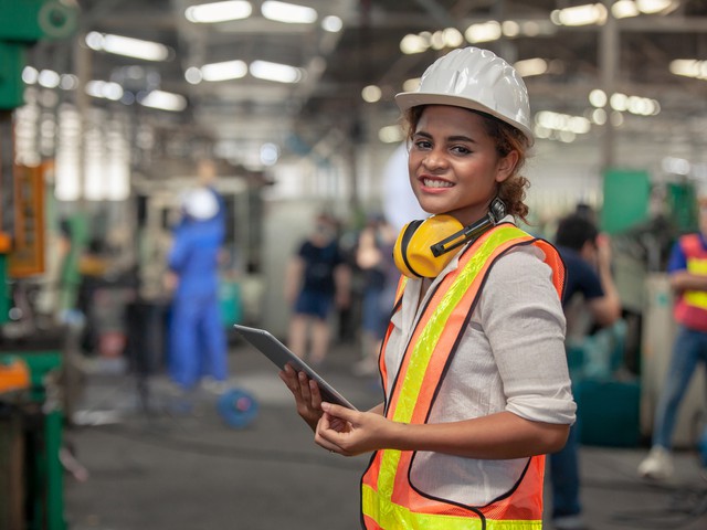 Female engineer in manufacturing factory