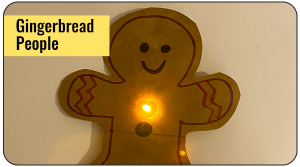Gingerbread person paper circuit example