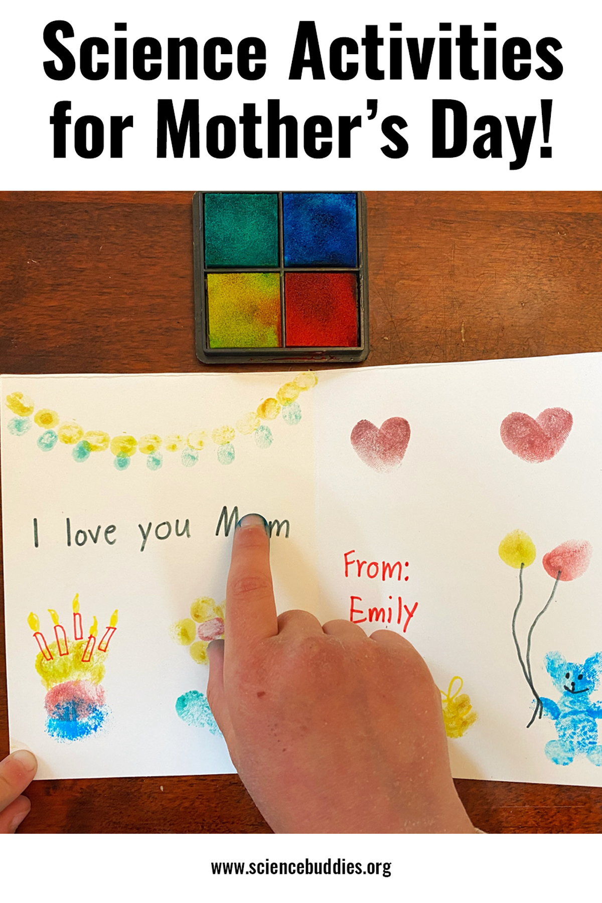Student making a card with fingerprints - part of Mother's Day Science Collection at Science Buddies