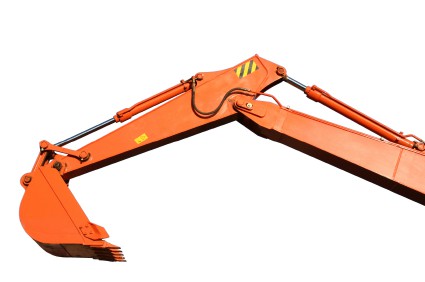 Image of the arm and bucket of an excavator