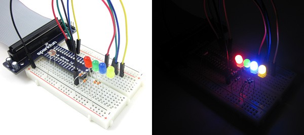 raspberry pi  starry night LEDs breadboard