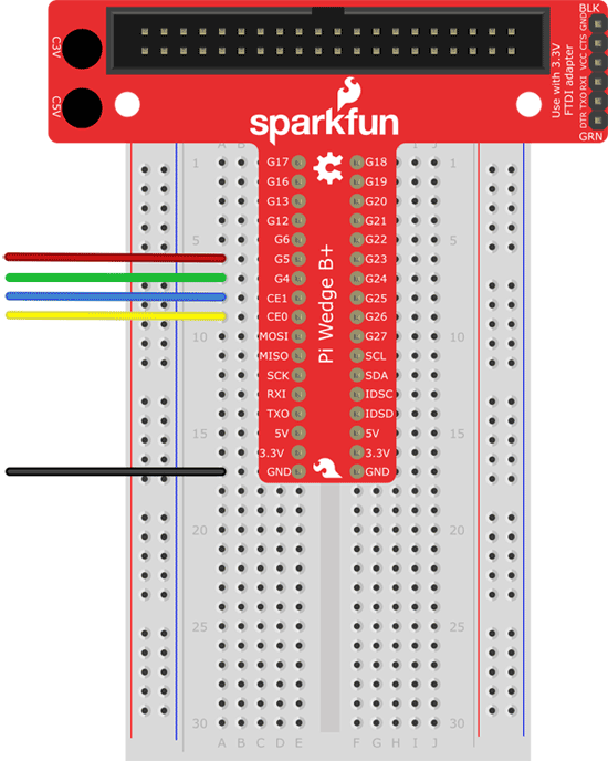 drumset jumper wires on breadboard