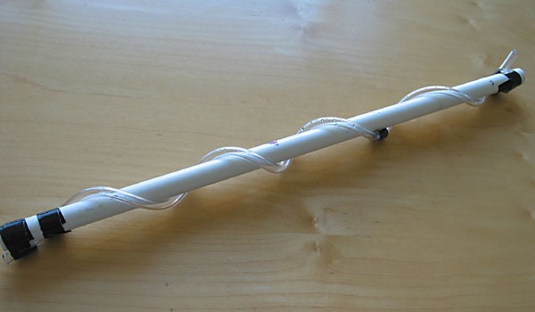 Vinyl tubing wrapped around a PVC pipe