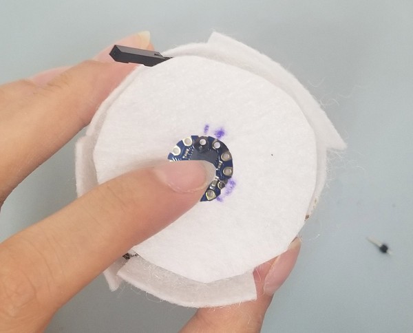 Trimmed Felt Piece A as size reference against base. 