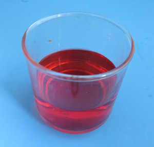 Red liquid in a plastic cup