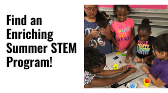 Find a STEM camp - group of children working on science project