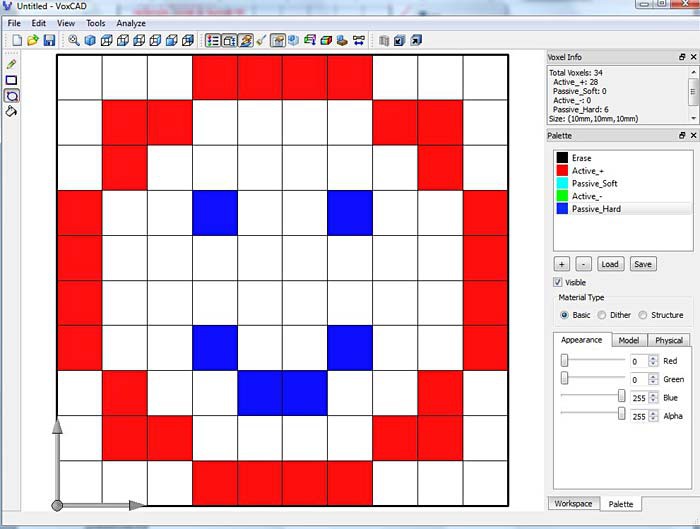 Happy face drawn in the program VoxCAD