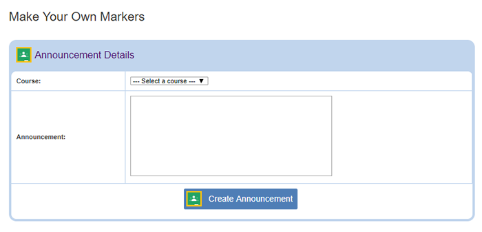 Cropped screenshot of an announcement being created for Google Classroom on ScienceBuddies.org