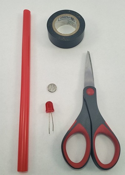 Materials to build mini LED lightsaber.