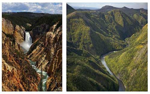 Photo of two large valleys created by rivers