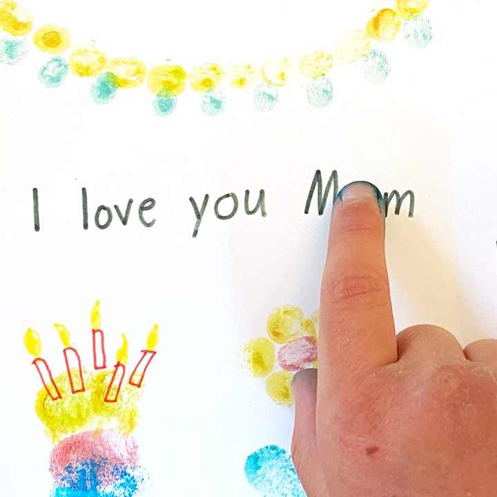 Fingerprint activity on heredity used to make a Mother's Day card