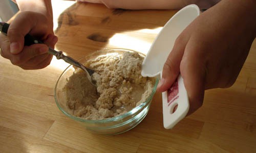 Flour and water mixed into a bowl