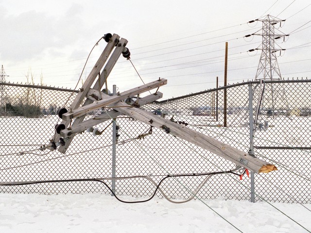 transmission lines broken from ice storm