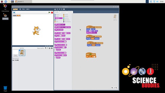 Button basics, Button switches, Scratch 3, and Raspberry Pi 4, Scratch