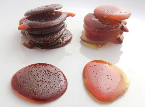 Small disks of maple candy laid out and stacked