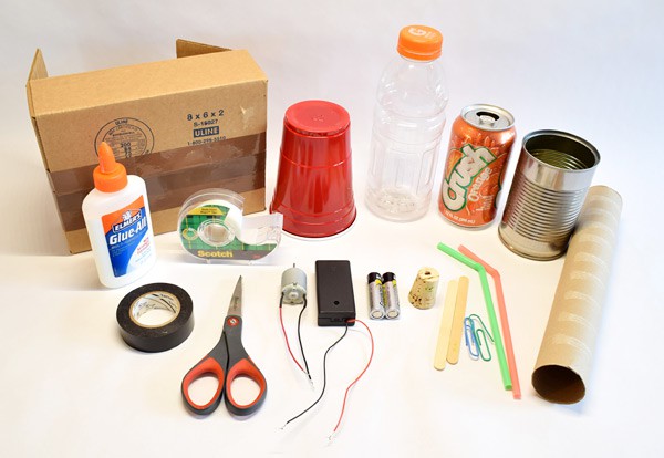 Household materials used to build a junkbot