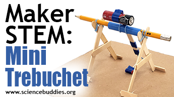 Makerspace STEM: mini trebuchet made from popsicle sticks and common materials