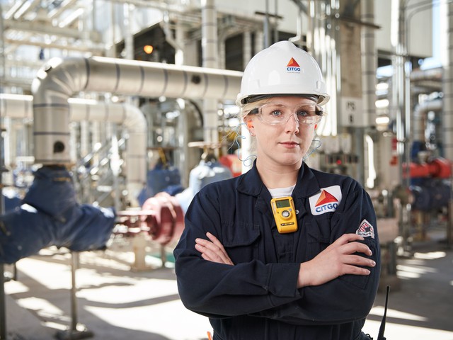 female chemical engineer in hard hat