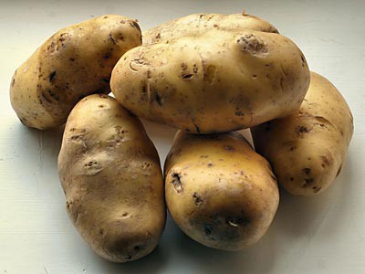 Six raw potatoes