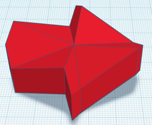 STL of the impossible arrow shape loaded into a CAD program 