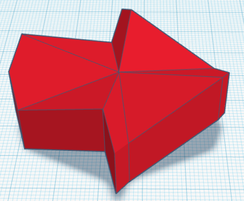 STL of the impossible arrow shape loaded into a CAD program