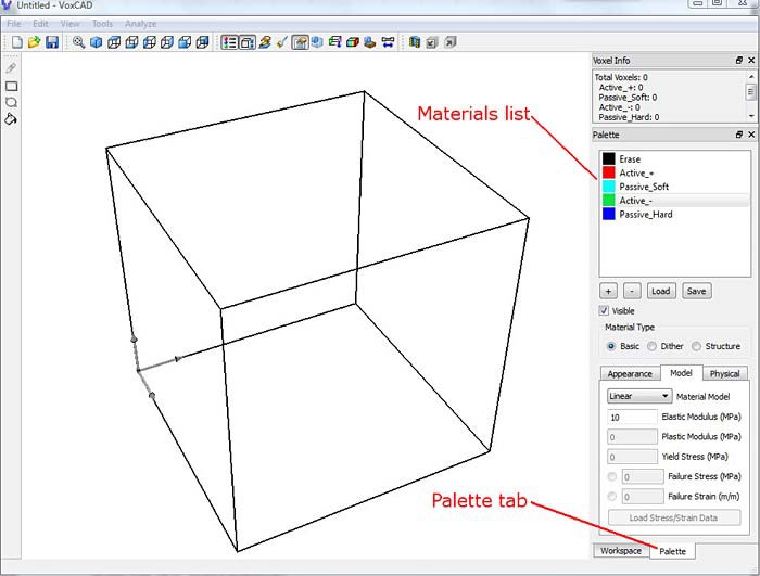 Palette tab that can be found in the VoxCAD program