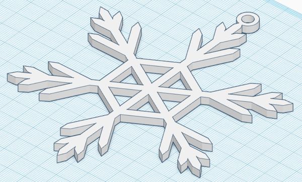 A snowflake designed in Tinkercad
