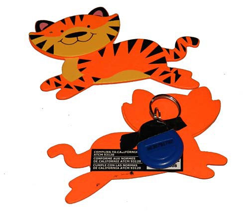 A small cutout of a cartoon Tiger has a RFID tag taped to the back of it