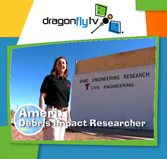 Watch this Dragonfly TV video to see how a civil engineer tests what happens when when the high winds of a tornado or hurricane hurl pieces of a wood at a house.