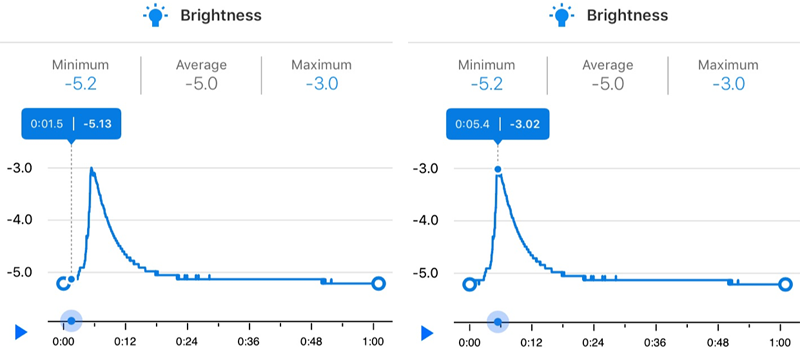 Example data from the Science Journal app - luminol results graph.