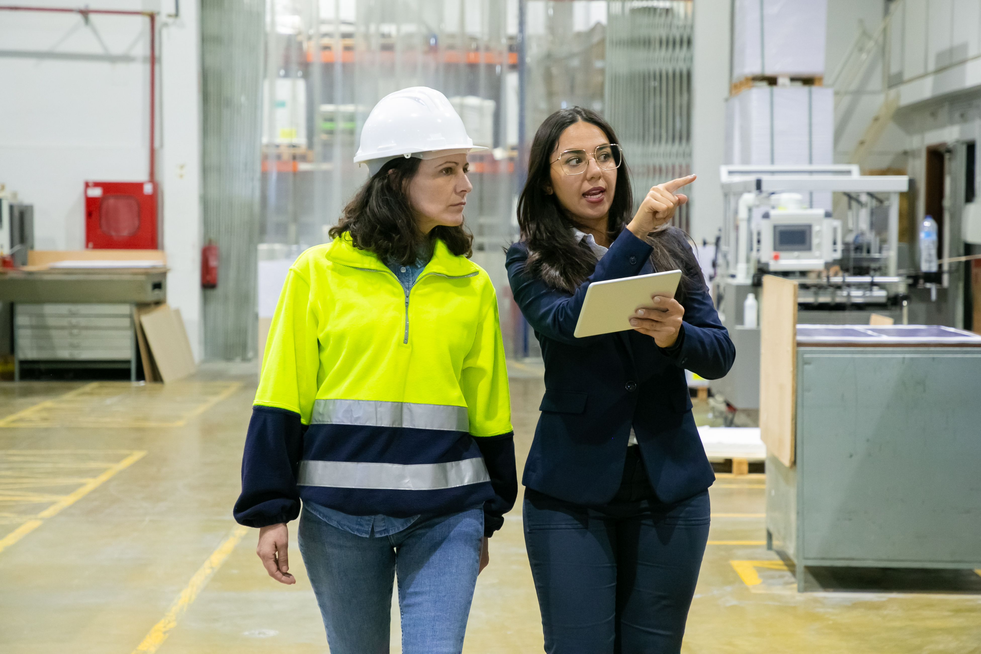industrial health and safety engineer evaluating a worksite