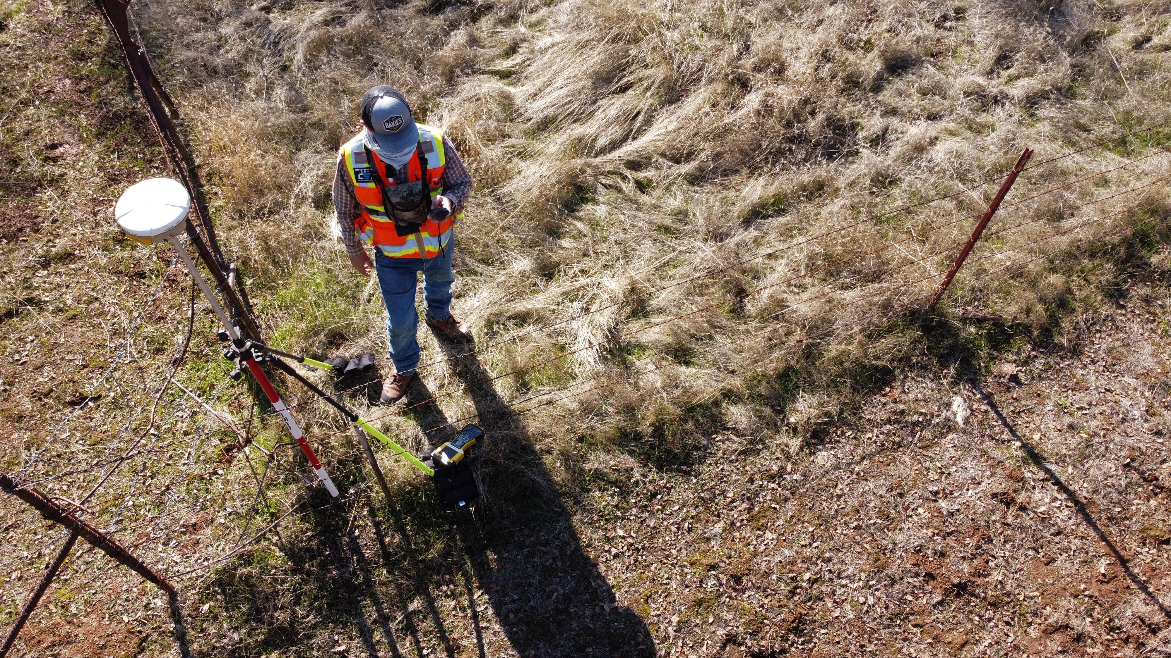 mapping technician using portable mapping system
