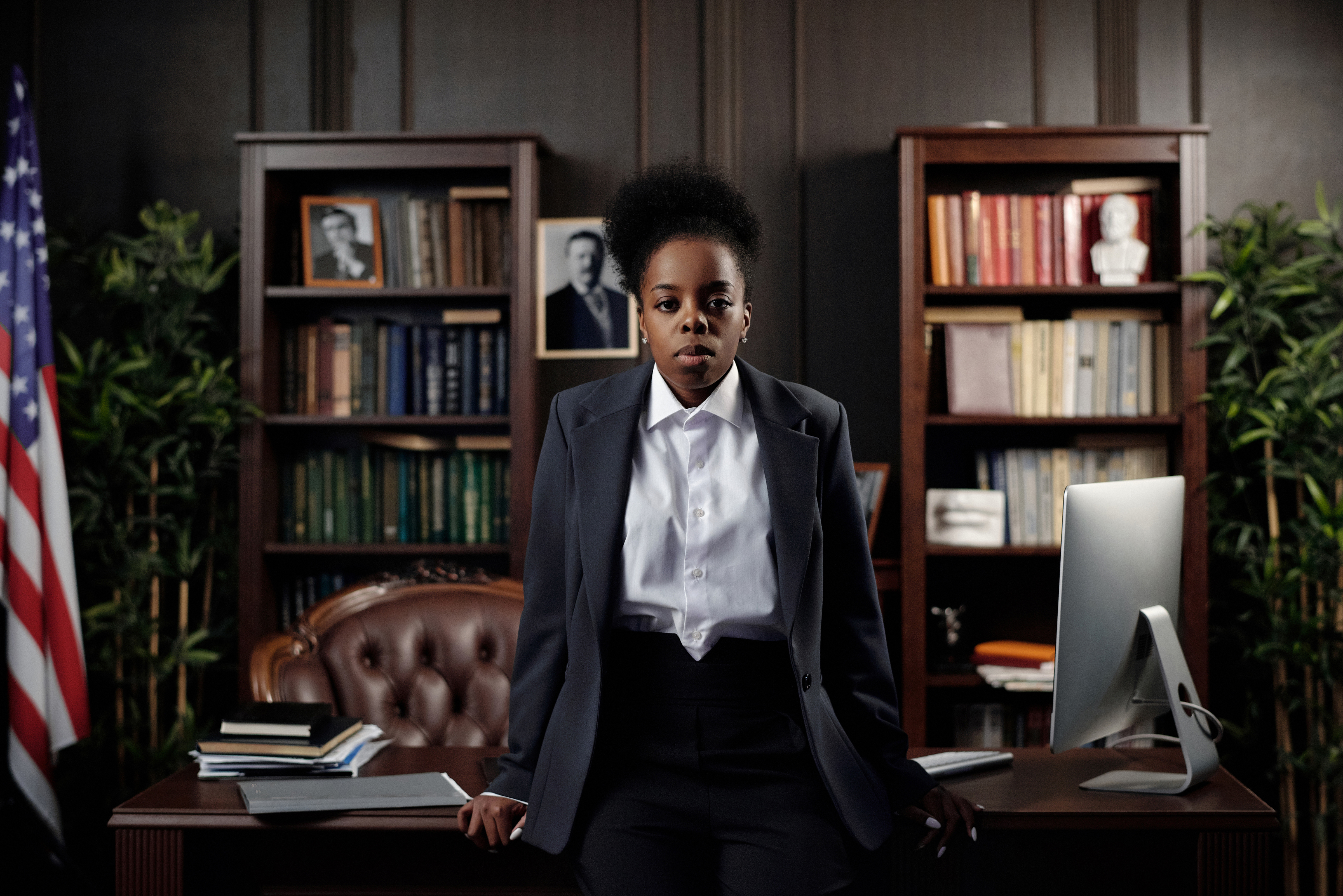 Political scientist with research books