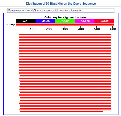 BLAST results and color key on National Center for Biotechnology Information website
