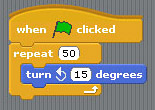 Computer Science fair project Scratch script makes the sprite to which it is attached spin. IMG 2