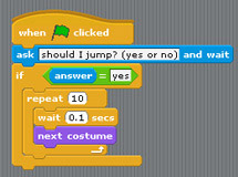 Computer Science fair project Scratch script makes the girl appear to be jumping up and down. IMG 6