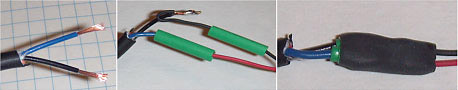 Electricity Electronics science project These figures show a typical assembly using solder and heat shrink tubing. The power supply wires are connected to the fan.